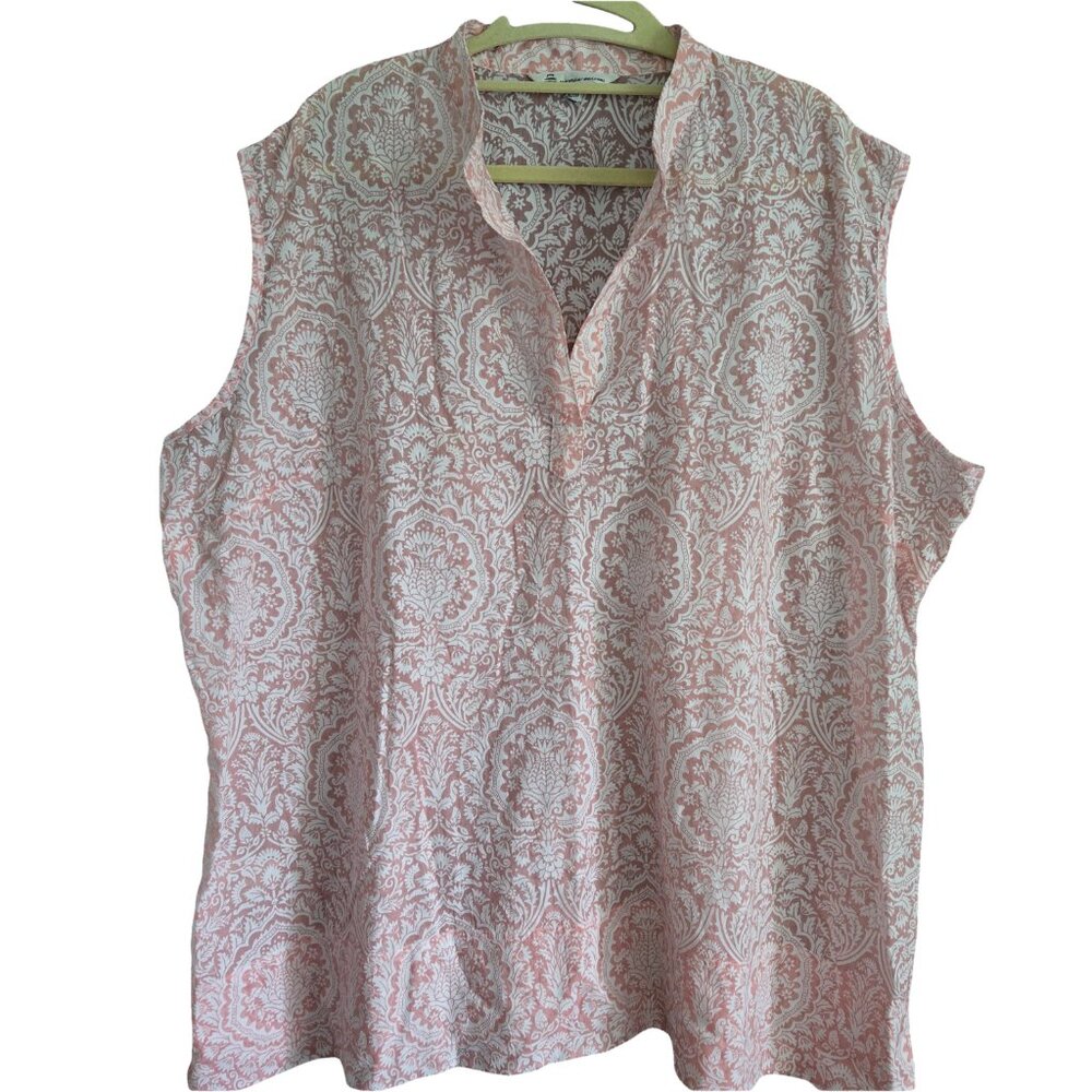TILLEY Peach & White Patterned Sleeveless Blouse 3XL